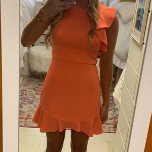 Black Halo Set, size 2, coral, cropped top, high-waisted bottom